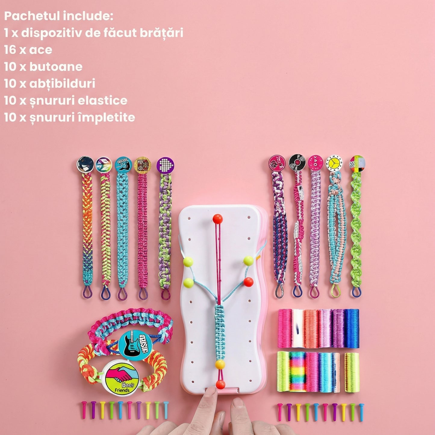 Set Creativ pentru Împletit Brățări Colorate, Distractiv și Ușor de Folosit