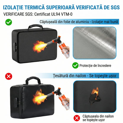 Cutie Portabilă de Arhivare cu Lacăt Rezistentă la Apă și Foc cu 13 Compartimente, Dosar Tip Acordeon, Organizator de Documente și Etichete