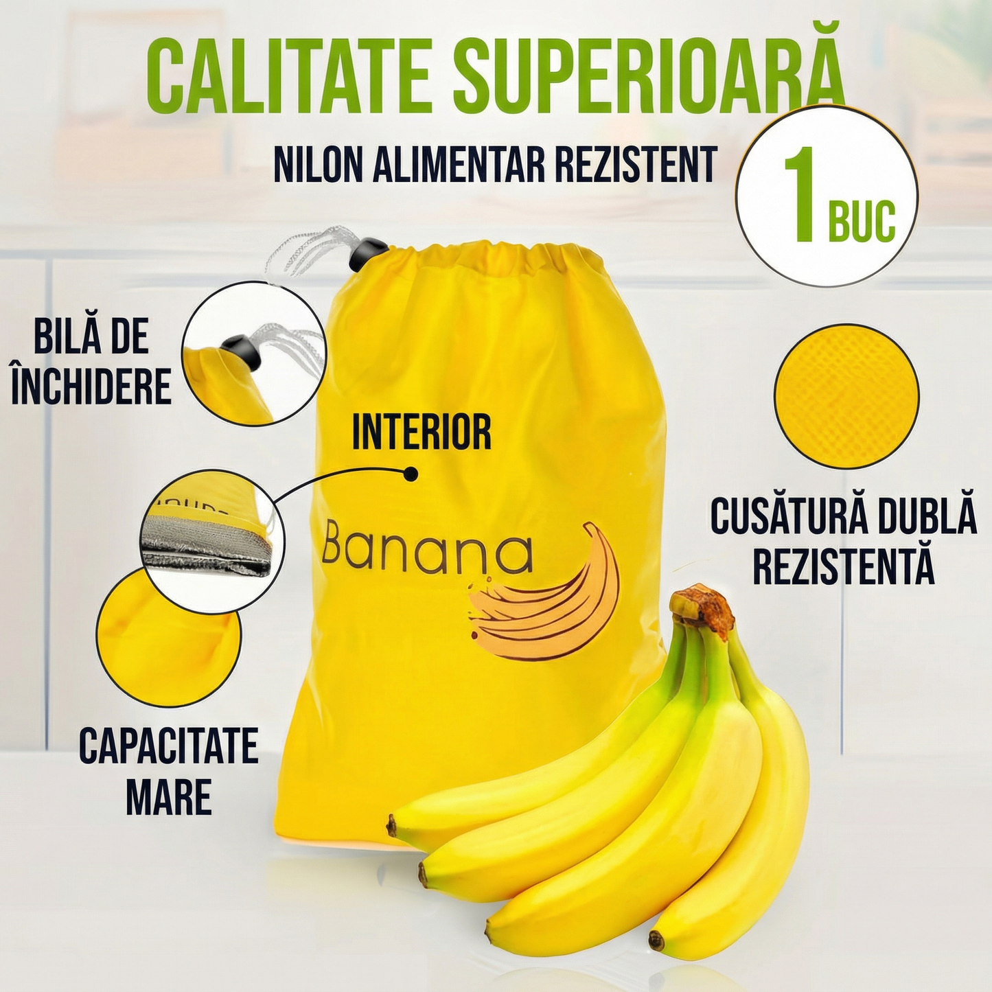 Geantă pentru Depozitarea Bananelor pentru Prevenirea Coacerii Premature