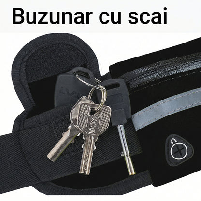 Borseta Sport cu Suport pentru Sticla de Apa, Curea Ajustabila, Reflectorizanta, pentru Alergare si Drumetii