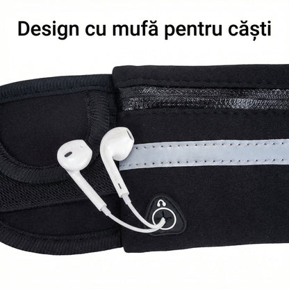 Borseta Sport cu Suport pentru Sticla de Apa, Curea Ajustabila, Reflectorizanta, pentru Alergare si Drumetii