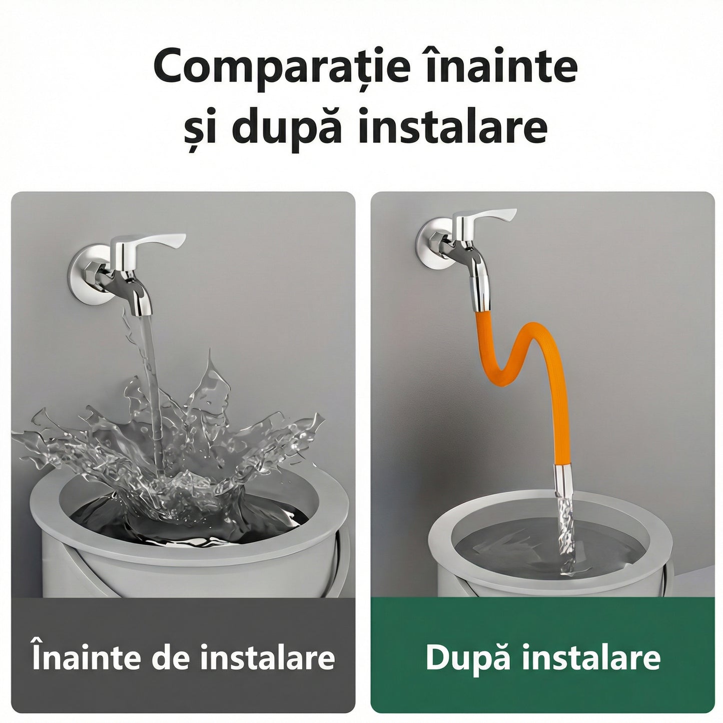 Furtun Extensie Robinet, Rotativ 360° Ajustabil și Flexibil