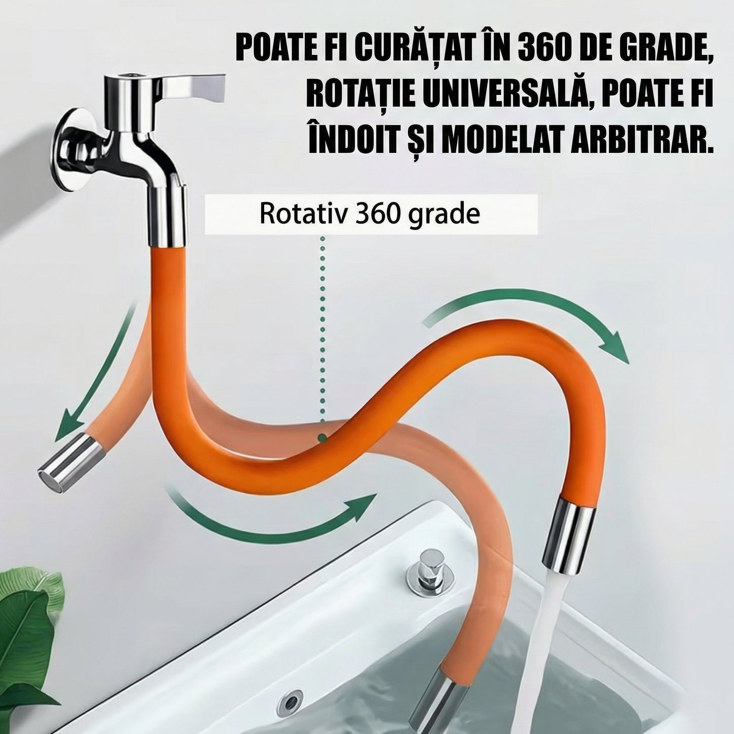 Furtun Extensie Robinet, Rotativ 360° Ajustabil și Flexibil