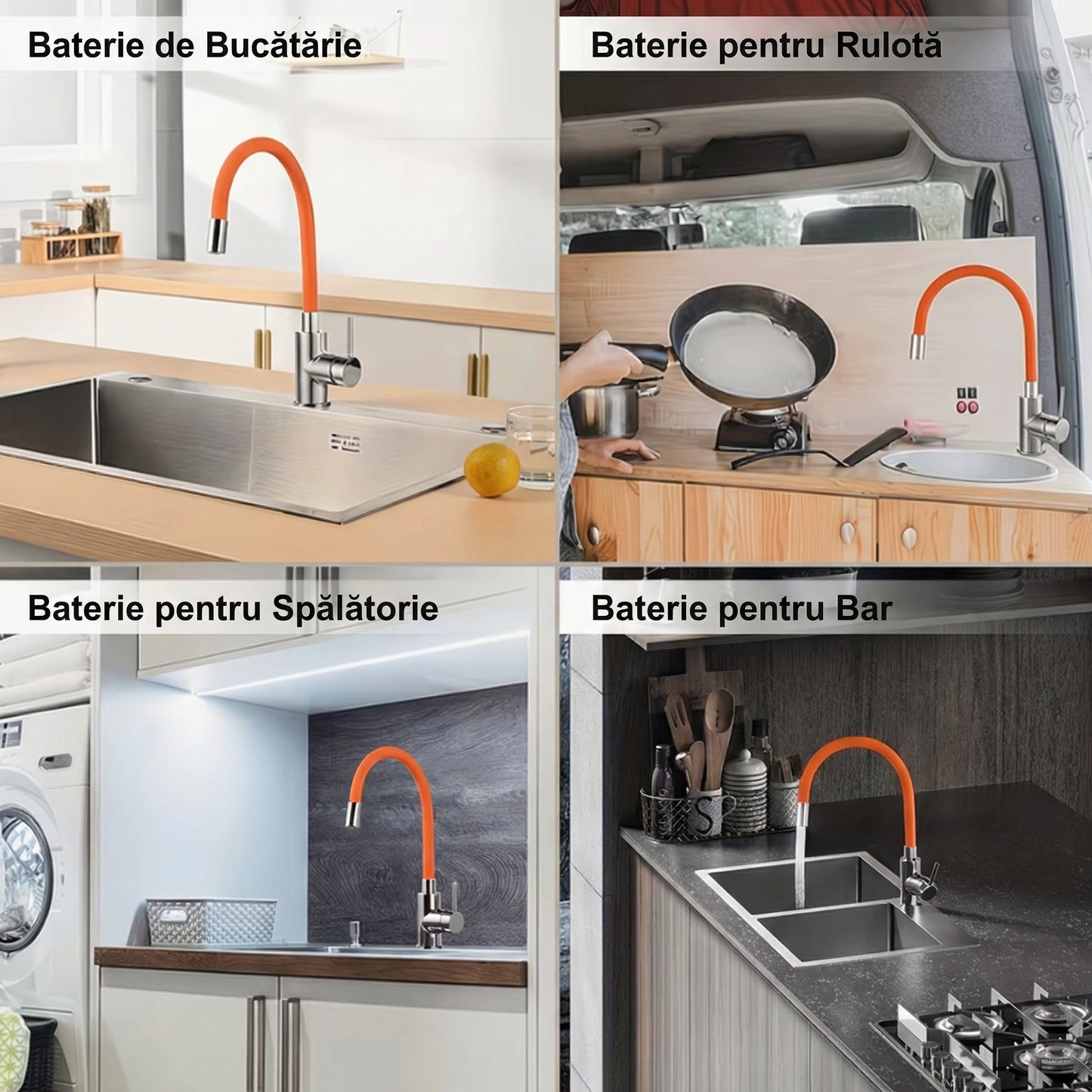 Furtun Extensie Robinet, Rotativ 360° Ajustabil și Flexibil
