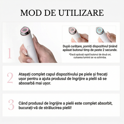 Dispozitiv Facial Anti-Îmbătrânire Portabil cu Încălzire, LED și Încărcare USB-C