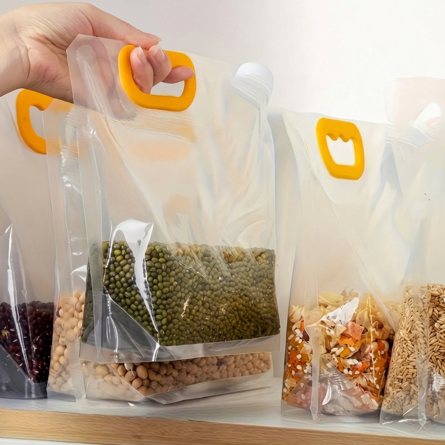 Pungi Mari Transparente Reutilizabile cu Capac pentru Depozitarea Alimentelor