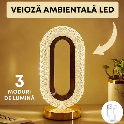 Lampa LED Tip Cristal Ovală cu Incarcare USB și Control Tactil