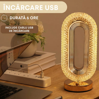 Lampa LED Tip Cristal Ovală cu Incarcare USB și Control Tactil