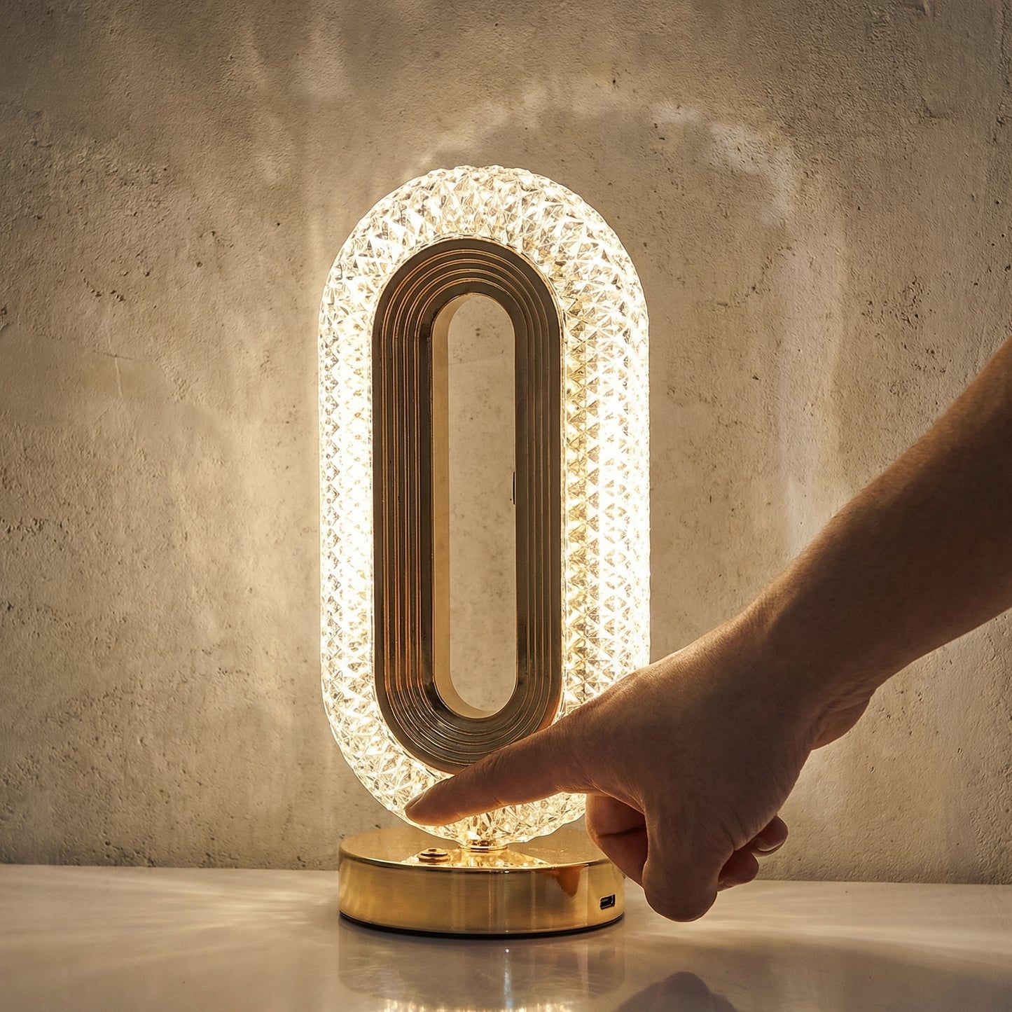 Lampa LED Tip Cristal Ovală cu Incarcare USB și Control Tactil