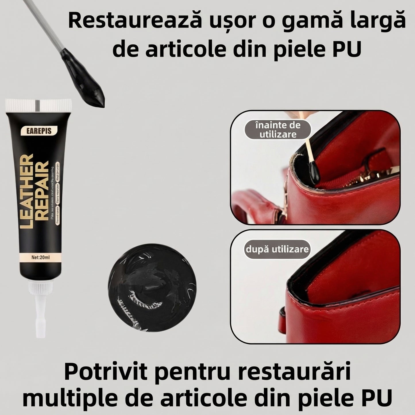 Pastă de Reparație Neagră cu Ulei pentru Piele și Piele Ecologică