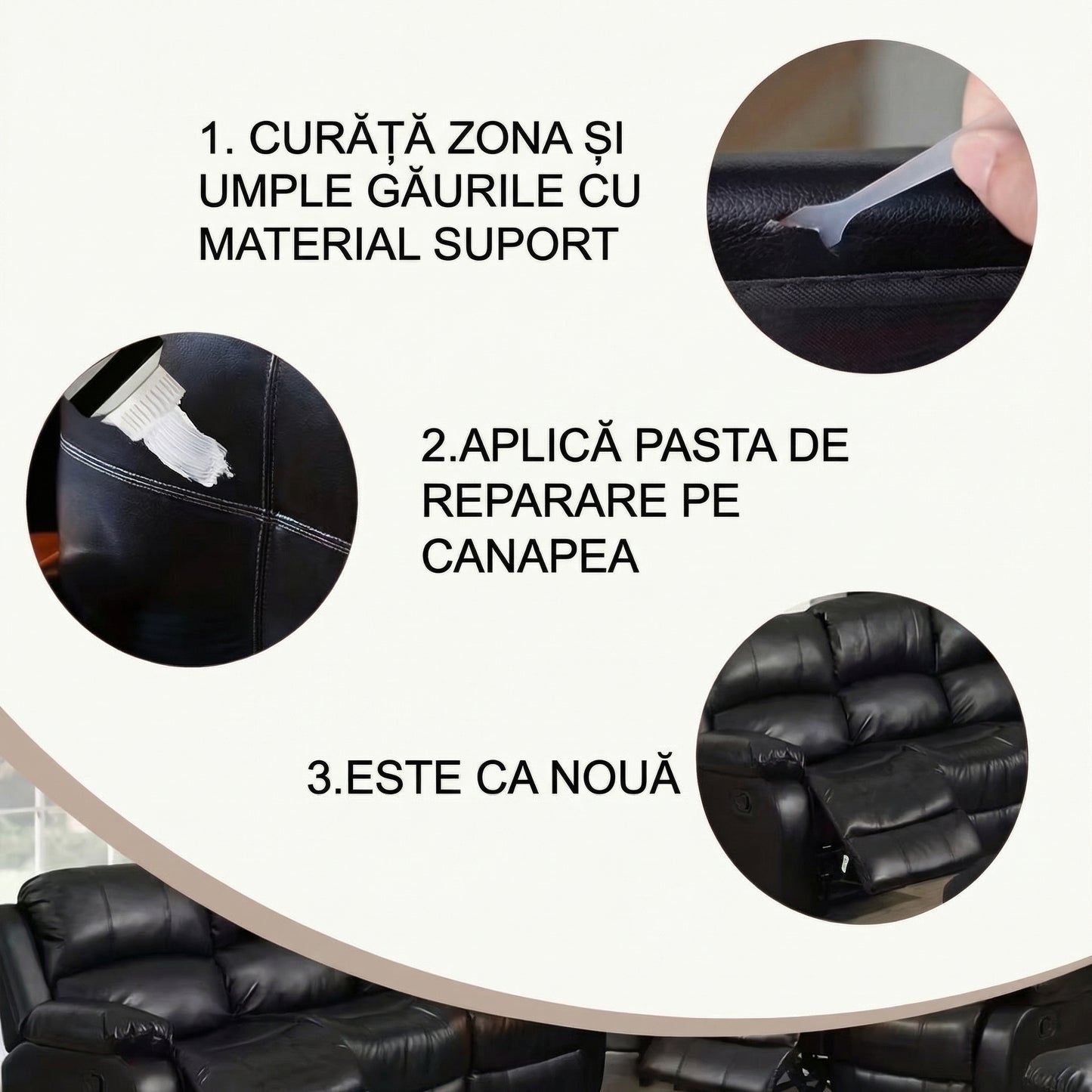 Pastă de Reparație Neagră cu Ulei pentru Piele și Piele Ecologică