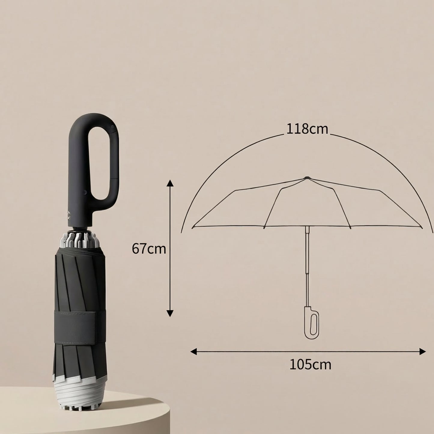 Umbrelă Automată cu Sistem Snap-lock și Deschidere Inversă