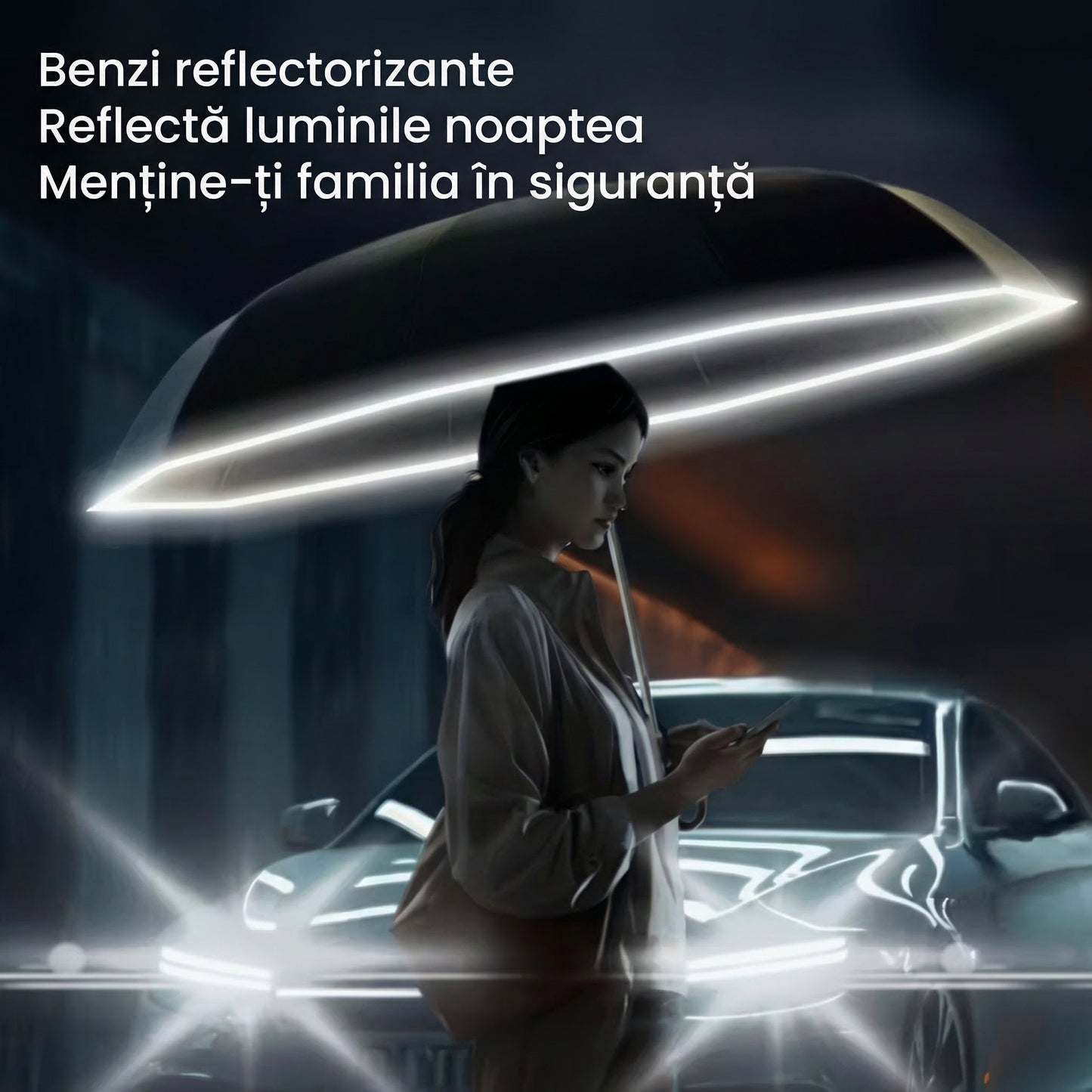 Umbrelă Automată cu Sistem Snap-lock și Deschidere Inversă