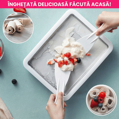 Tavă pentru Înghețată De Casă Cu Iaurt Sau Lapte Cu Două Spatule Incluse