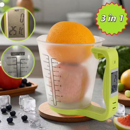 Cană Inteligentă de Măsurat cu Termometru, 600 ml