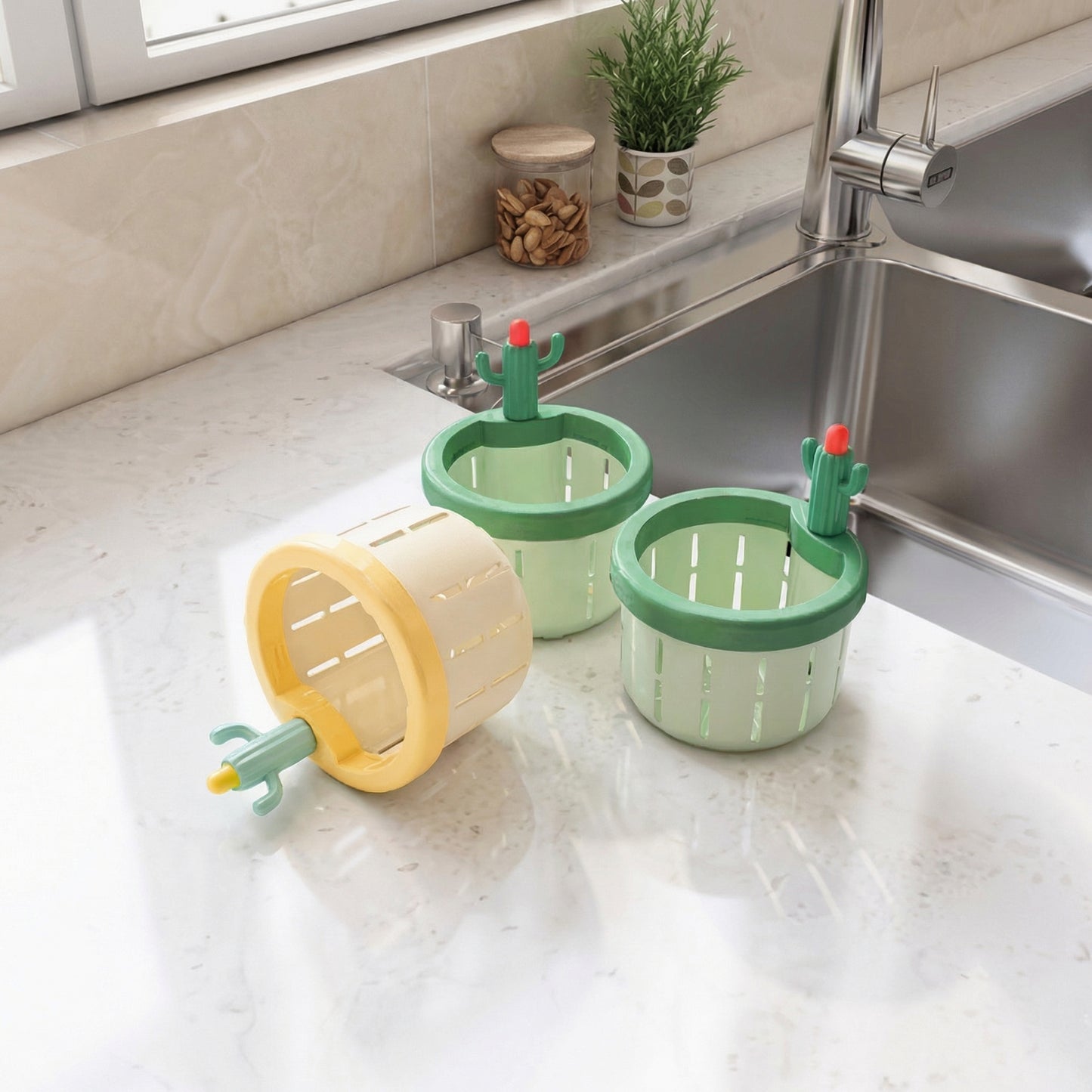 Set de 2 Coșuri de Scurgere Pop-Up cu Filtru de Deșeuri, Separator de Reziduuri