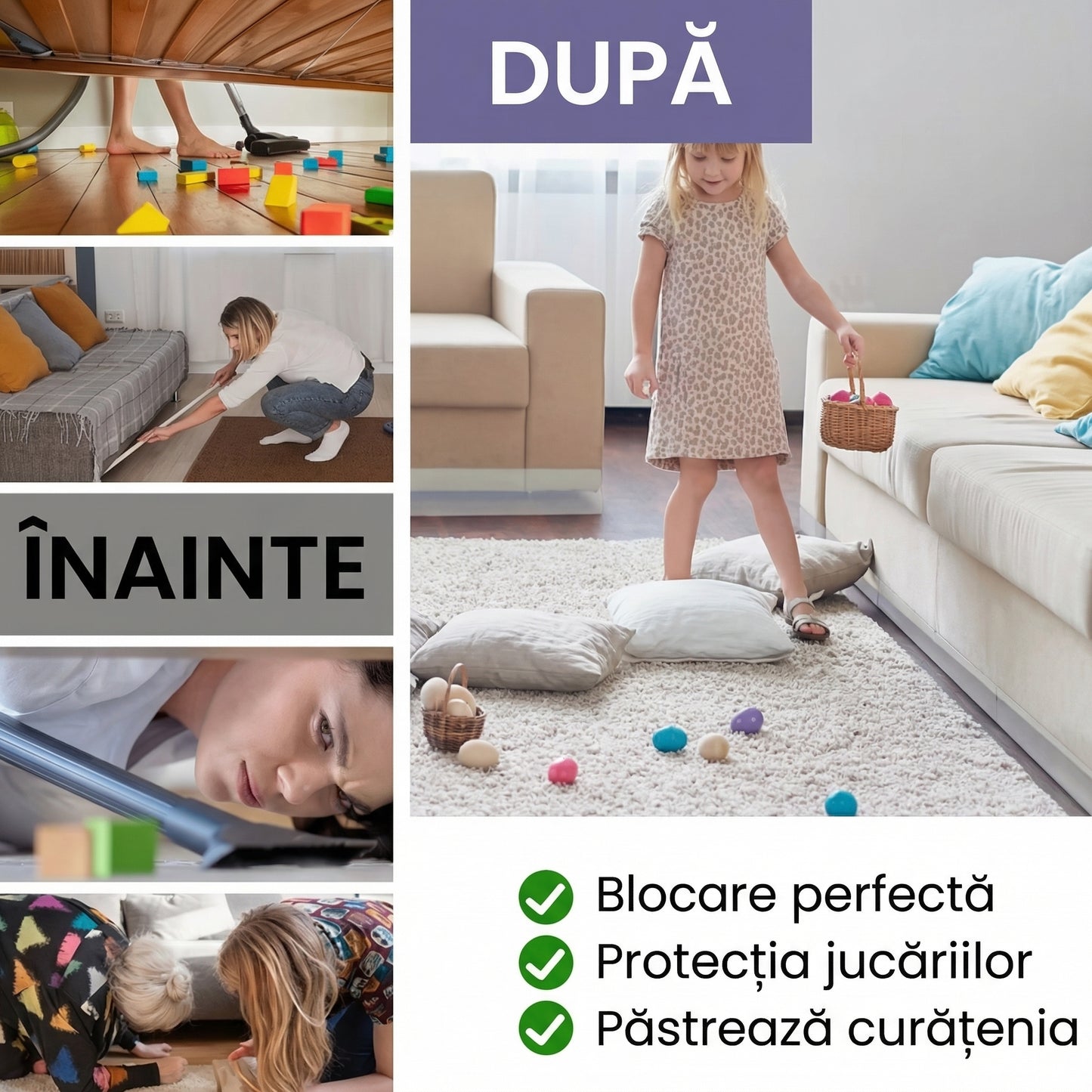 Set 6 Blocatoare Transparente și Reglabile pentru Canapea și Pat
