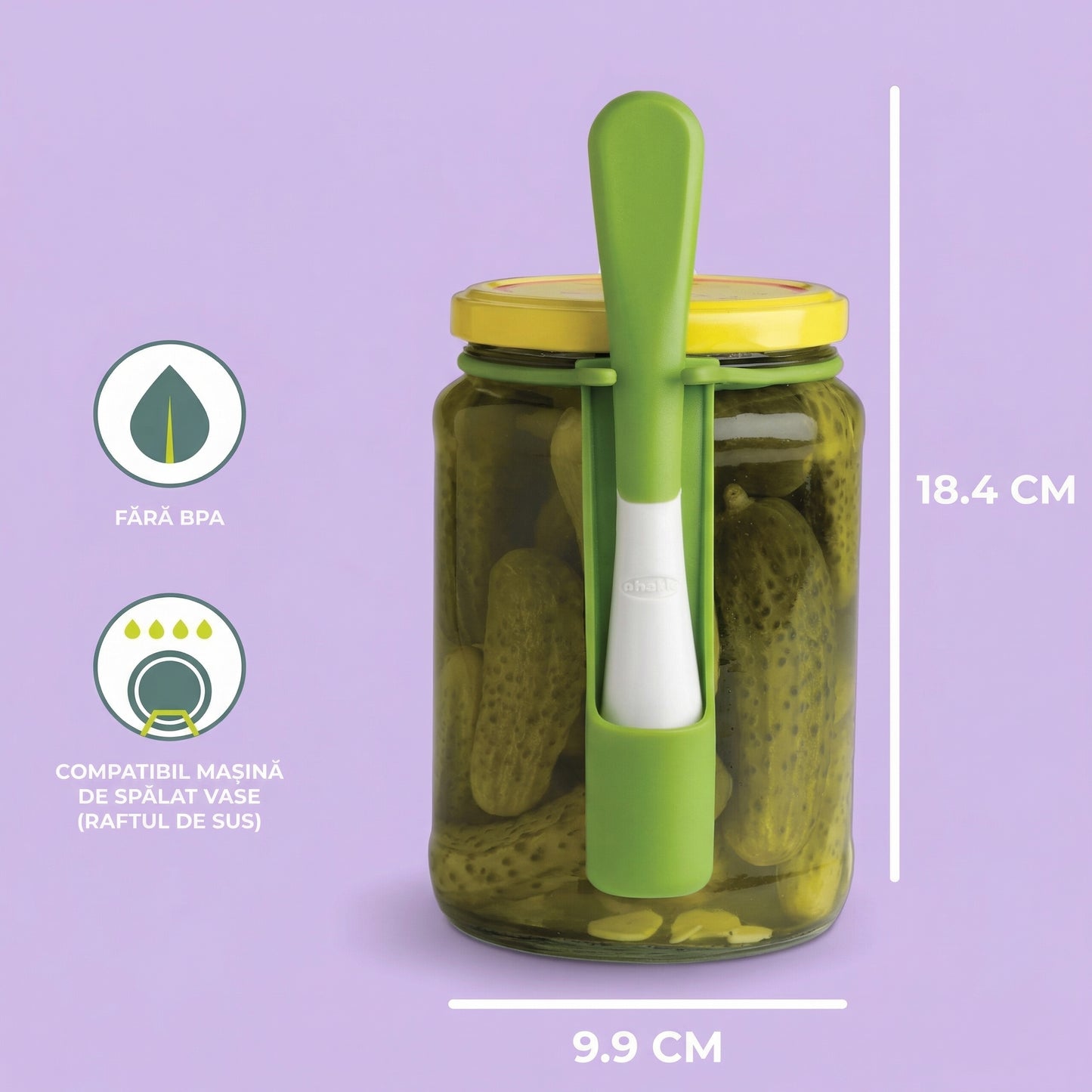 Bandă Flexibilă din Silicon cu Furculița cu Dinți din Oțel Inoxidabil pentru Borcane