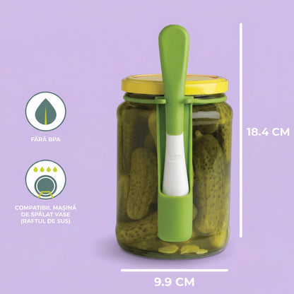 Bandă Flexibilă din Silicon cu Furculița cu Dinți din Oțel Inoxidabil pentru Borcane