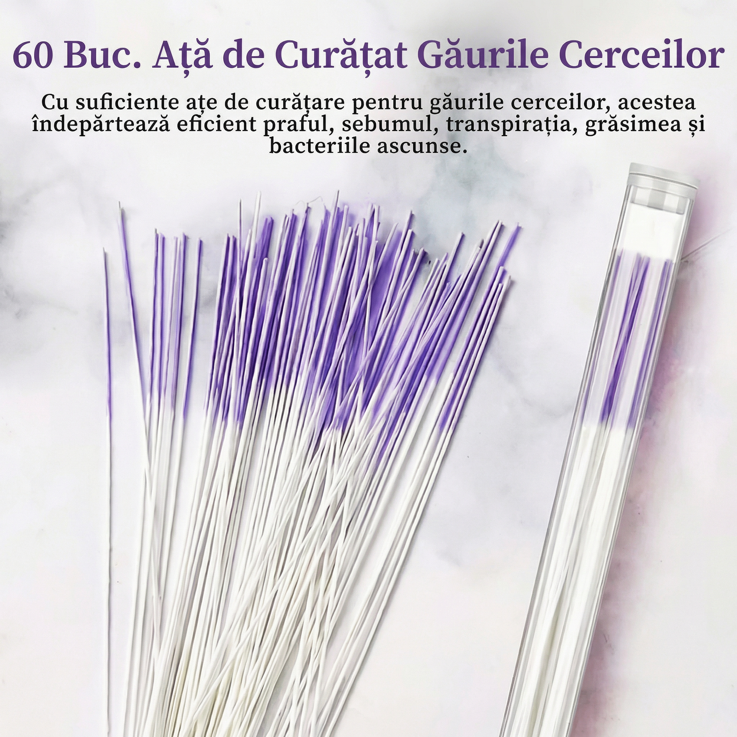 Set 60 de Ațe Neodorizante pentru Curățarea Urechilor