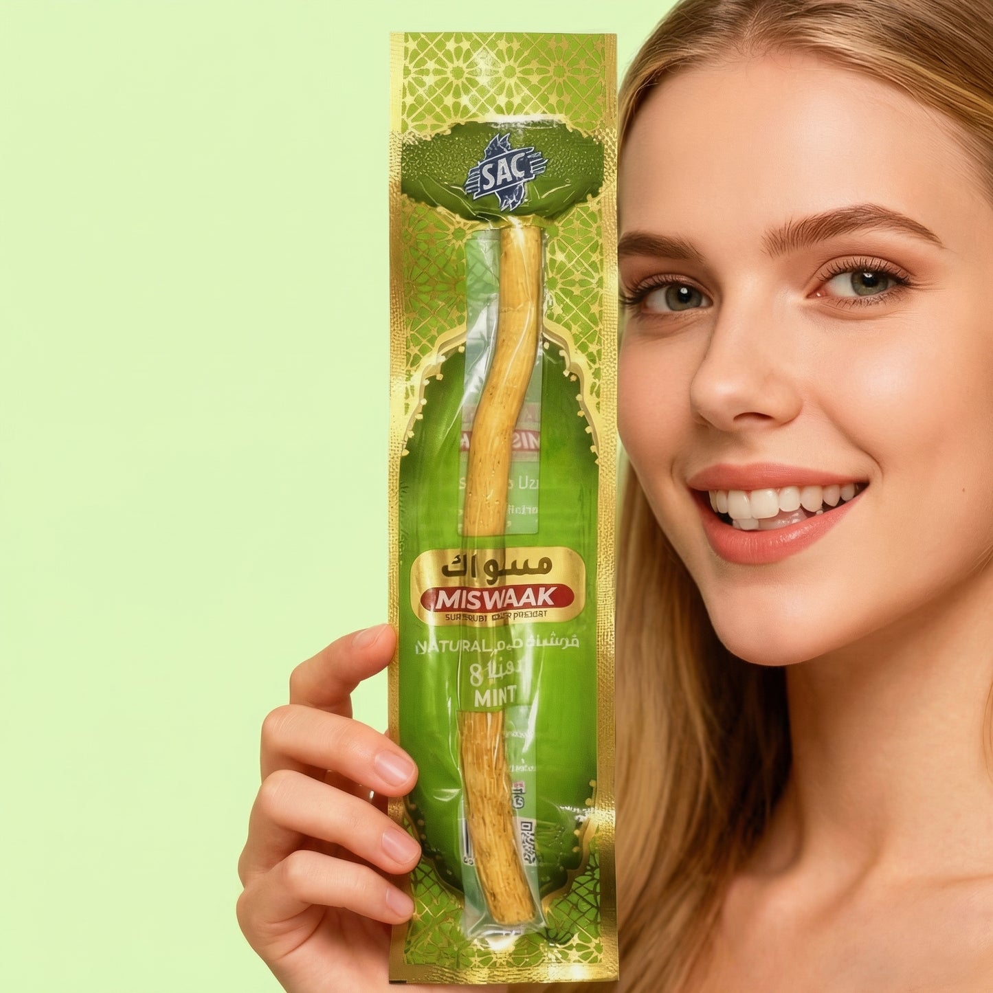 Baton de Curățare a Dinților cu Periuță din Ramură Naturală cu Aromă de Mentă