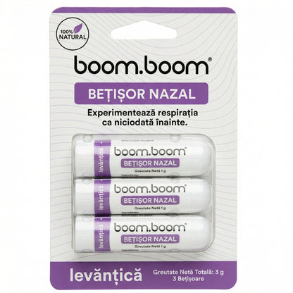 Boom Boom - Creioane Nazale cu Mentă și Uleiuri Esențiale pentru Nas Înfundat