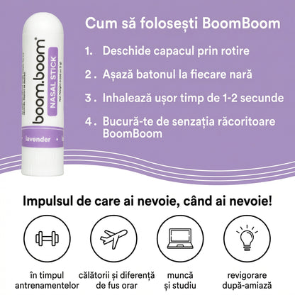 Boom Boom - Creioane Nazale cu Mentă și Uleiuri Esențiale pentru Nas Înfundat