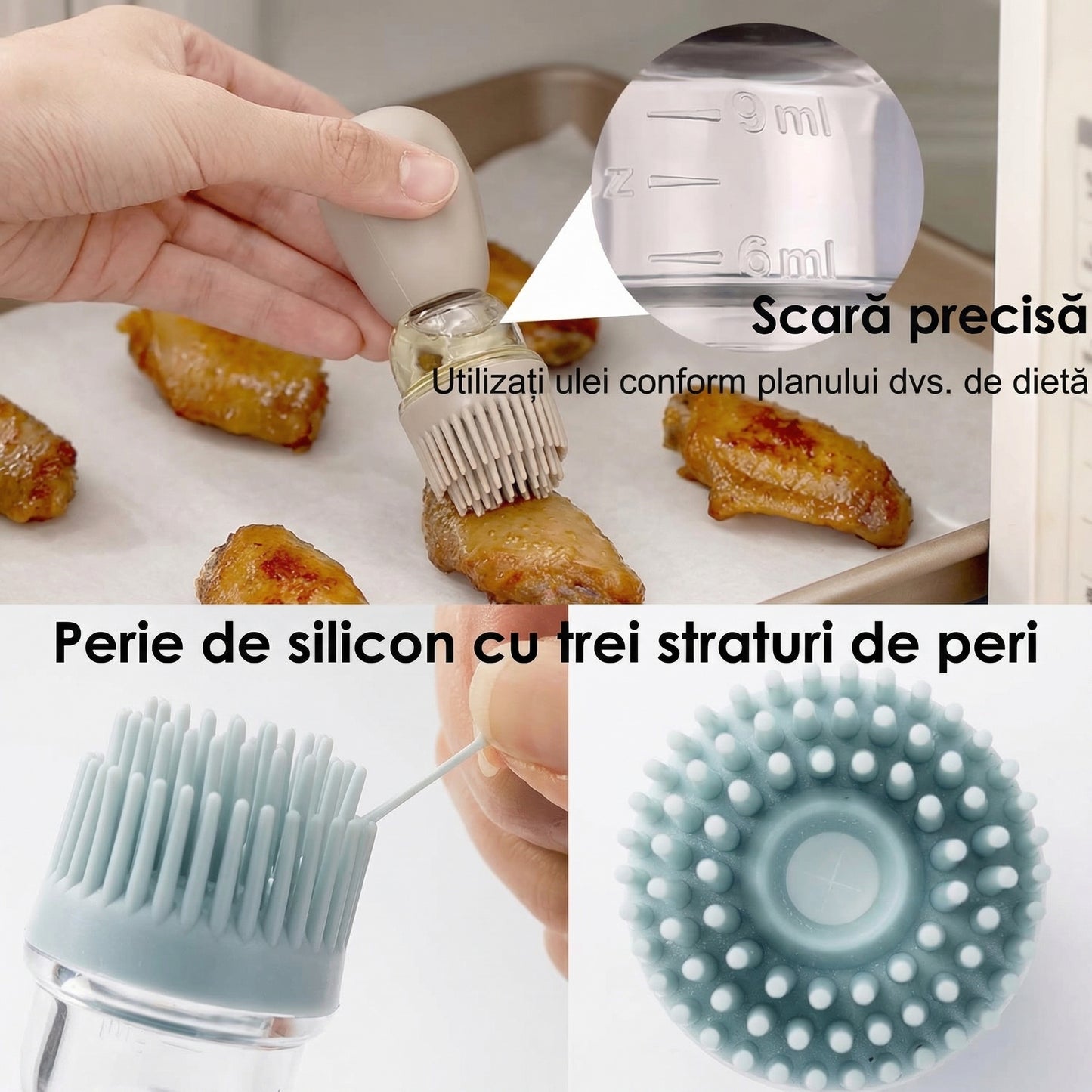 Set de 2 Dispensere de Ulei cu Pensulă