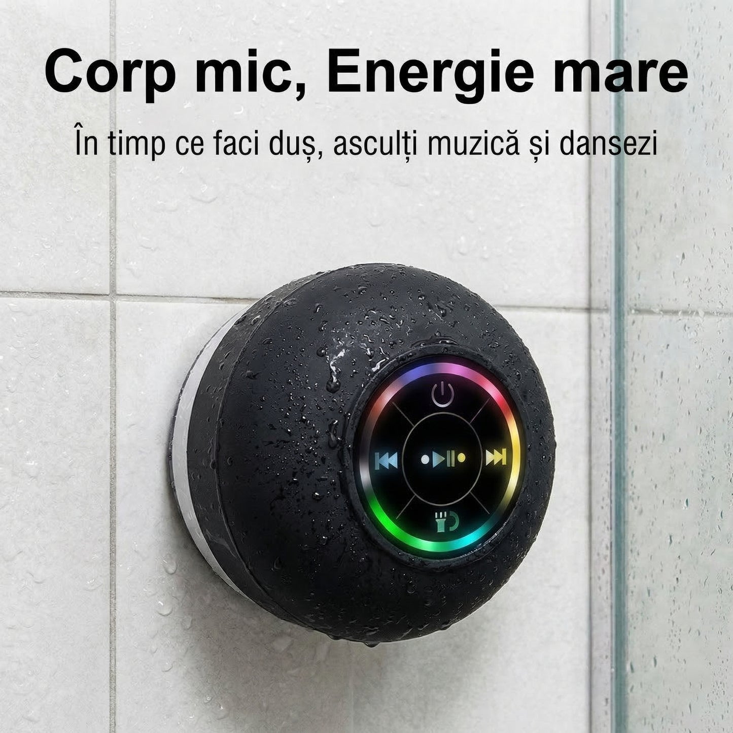 Boxă Portabilă Wireless cu Ventuză Rezistentă la Apă