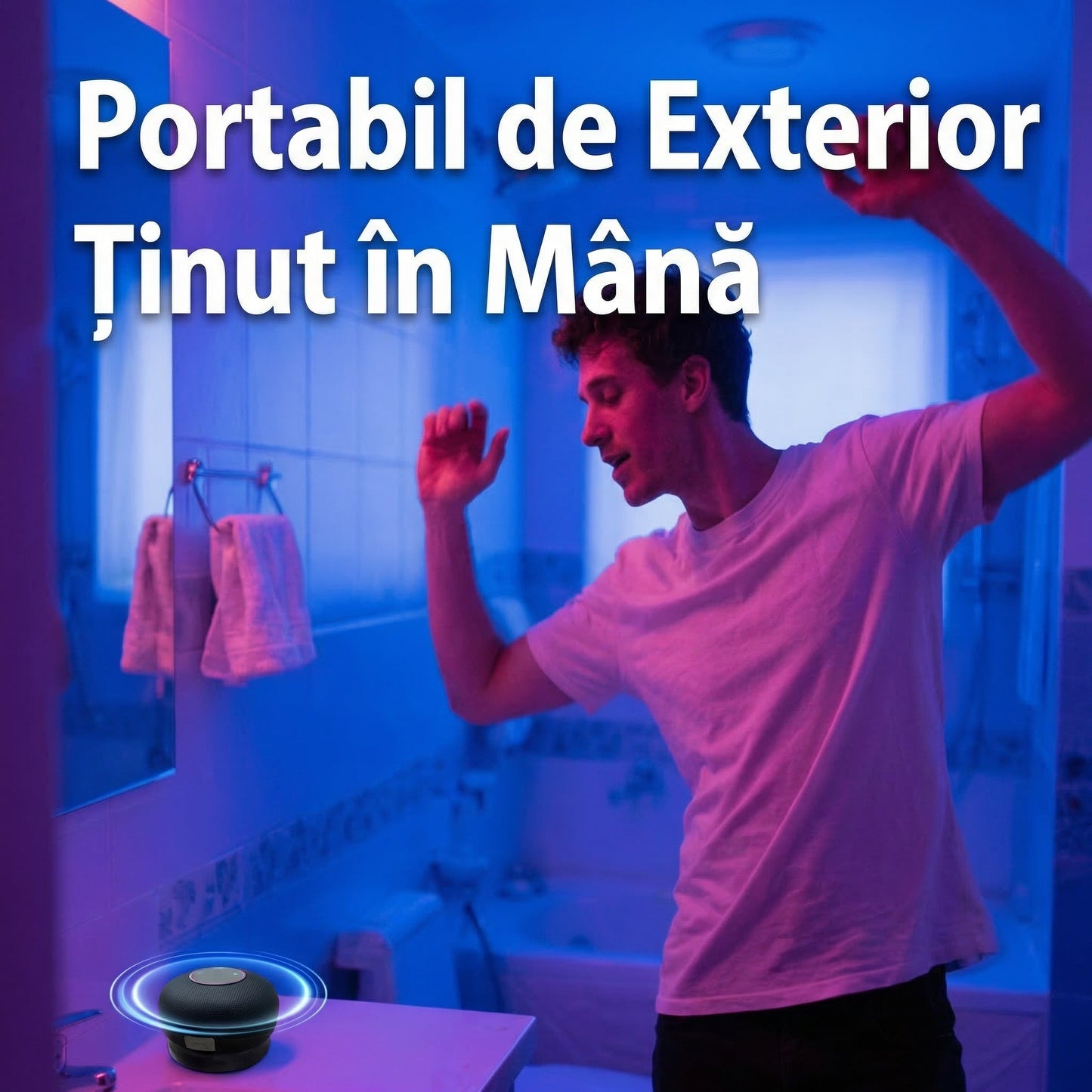 Boxă Portabilă Wireless cu Ventuză Rezistentă la Apă