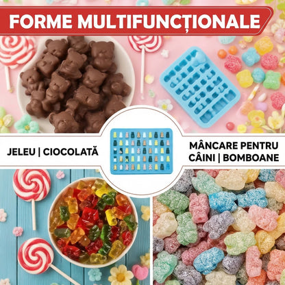 Set Matriță din Silicon cu 50 de Cavități în Formă de Ursuleț pentru Bomboane Gumate