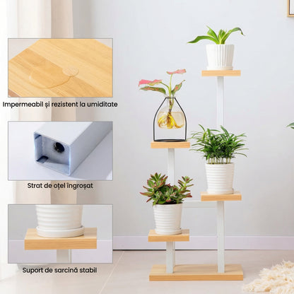 Suport de Plante cu 4 Nivele din Metal
