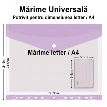 Set de 5 Dosare Plastice A4, 11 Găuri, Expandabile, Transparente