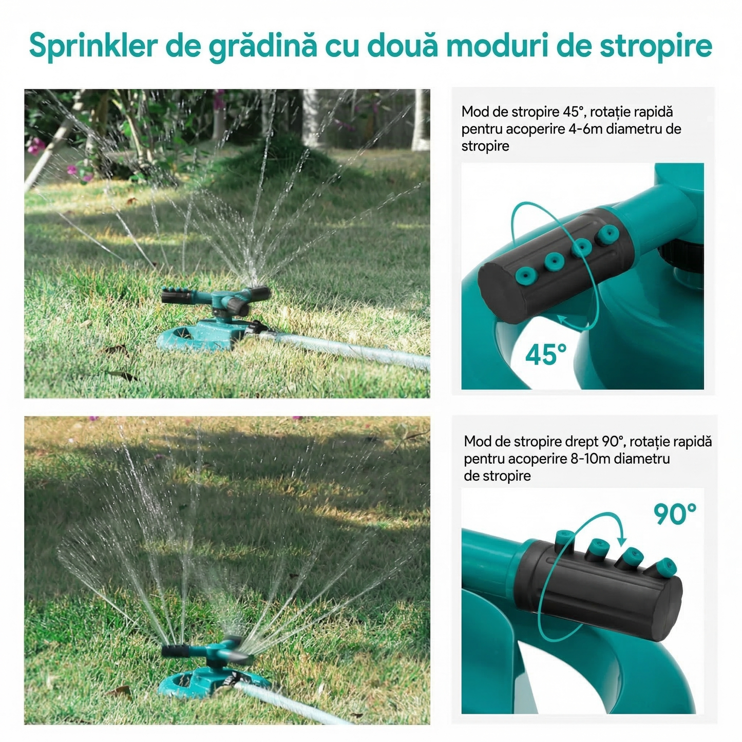 Aspersor de Grădină 360° cu 3 Brațe Ajustabile