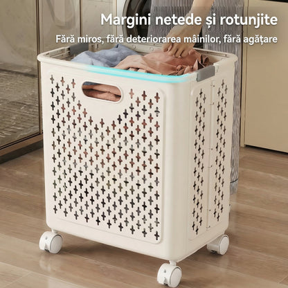 Coș de Depozitare pentru Rufe Pliabil pe Roți