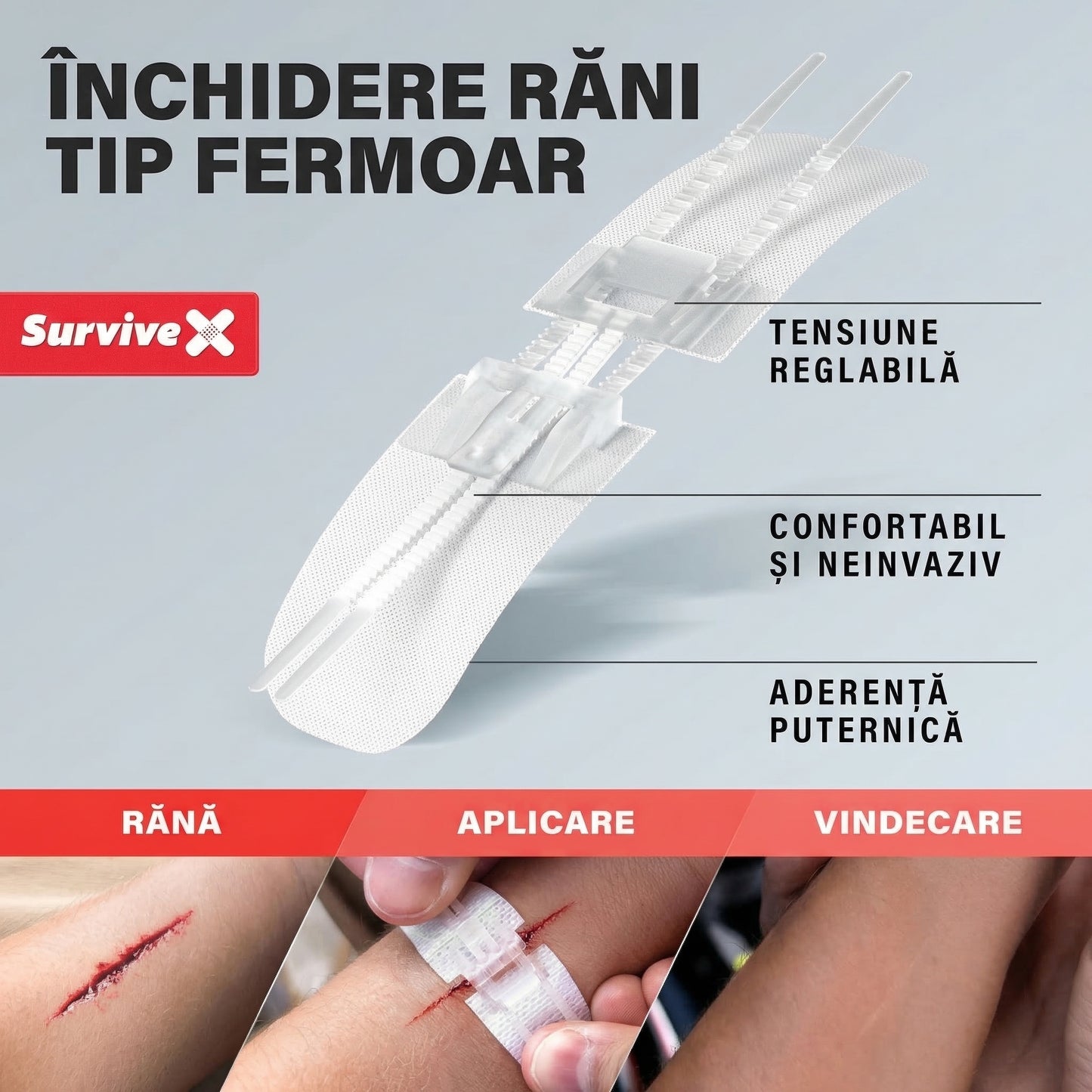 Benzi pentru Închiderea Rănilor fără Cusături