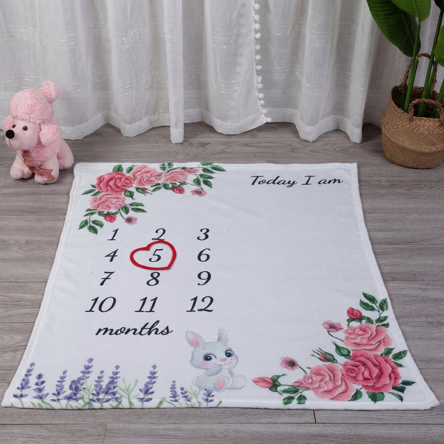 Păturică Foto pentru Etapele de Creștere ale Bebelușei, Model Floral