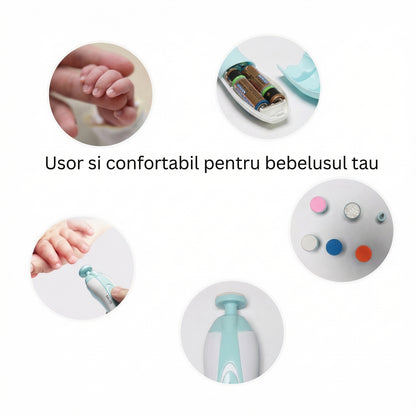 Pilă Electrică cu LED de Unghii cu 6 Capete pentru Nou Născuți și Copii