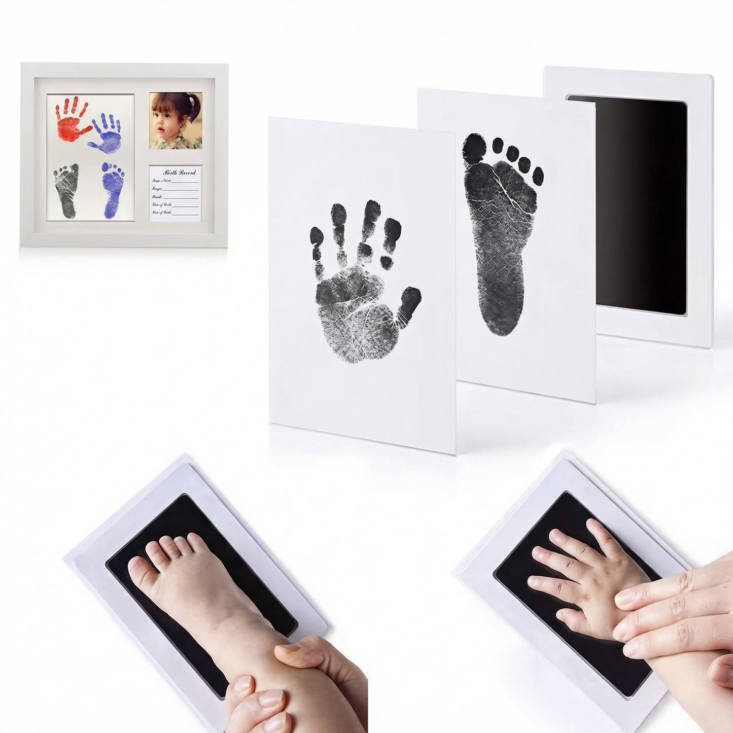 Set Amprente Bebeluș Premium – Ramă Foto + Ink Pad Fără Contact
