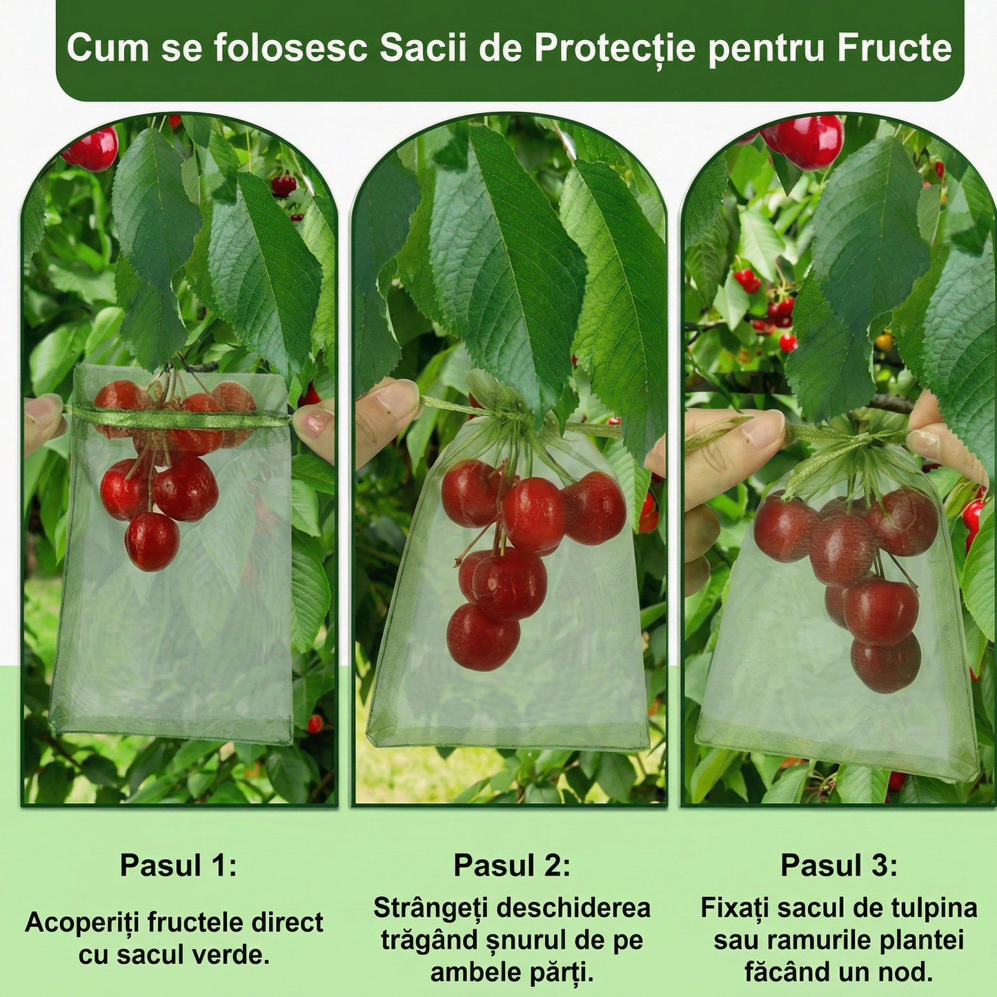 Set 30 Pungi Reutilizabile din Plasă Fină pentru Protecția Fructelor și Legumelor