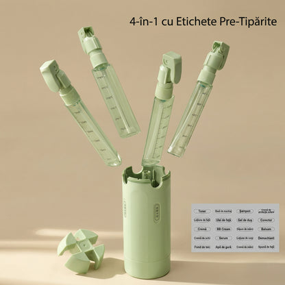 Recipient de Călătorie 4-în-1 cu Dozator pentru Cosmetice