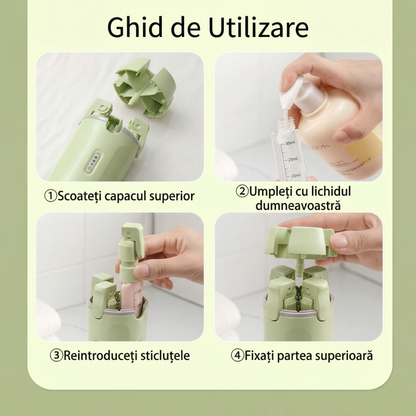 Recipient de Călătorie 4-în-1 cu Dozator pentru Cosmetice