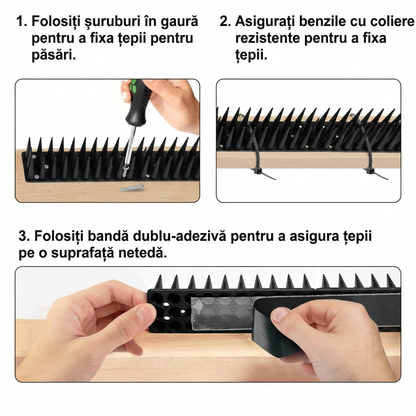 Set 12 Banzi cu Țepi Anti-Păsări