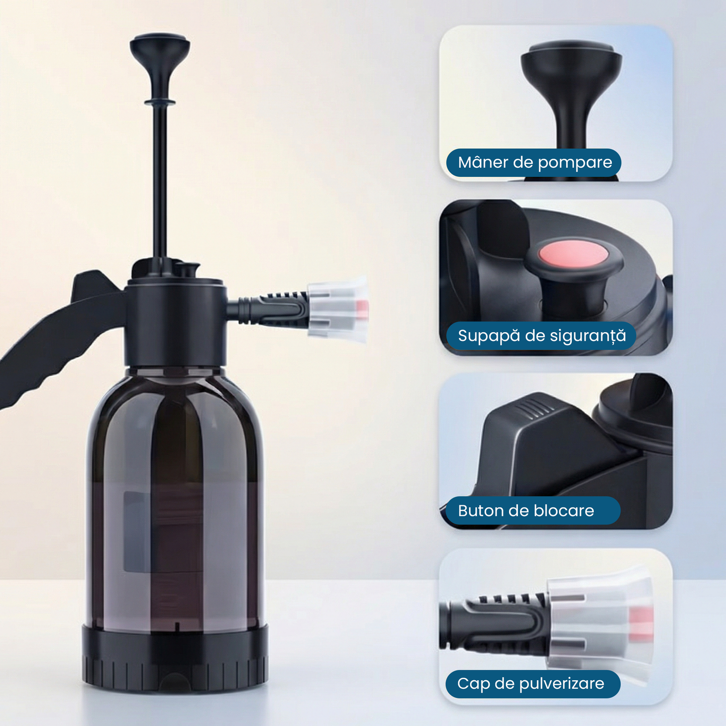 Pompă de Presiune Portabilă Manuală 2L cu Spumantor