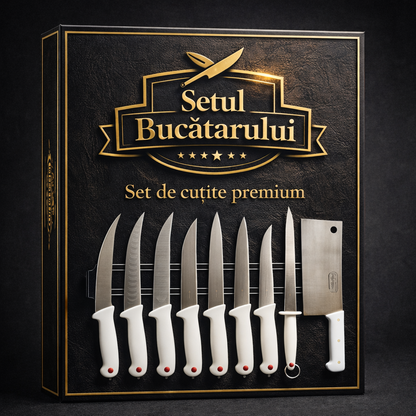 Setul Bucătarului - Set Complet de Cuțite Profesionale - 10 PIESE + CADOU Suport Cuțite