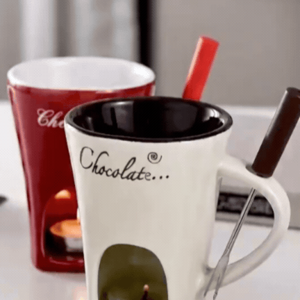 Cana Fondue Din Ceramică pentru Ciocolată și Brânzeturi
